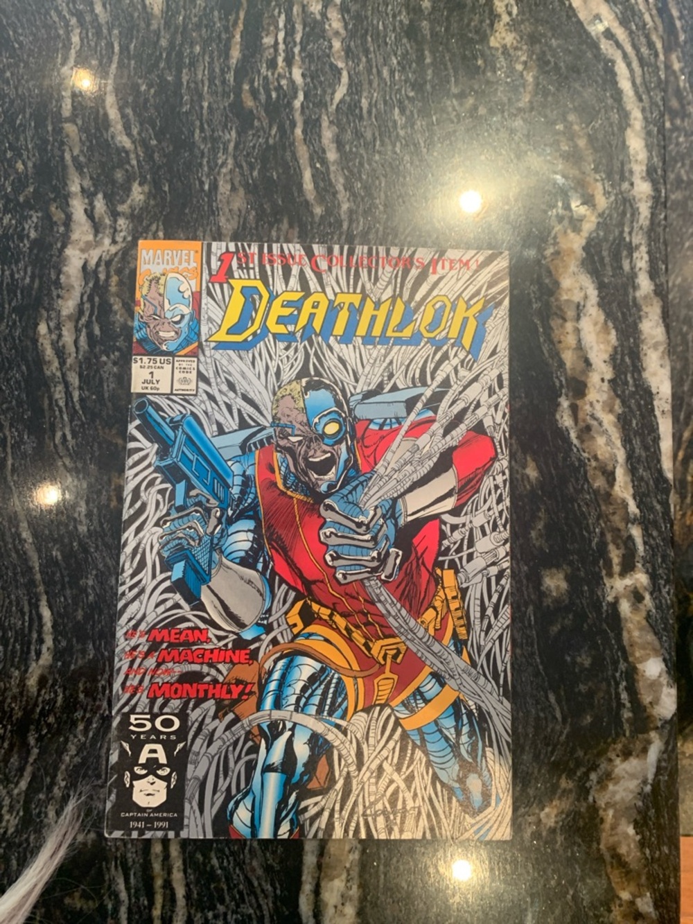 Marvel Deathlok Comic Cover - Red, Blue, Yellow Accents